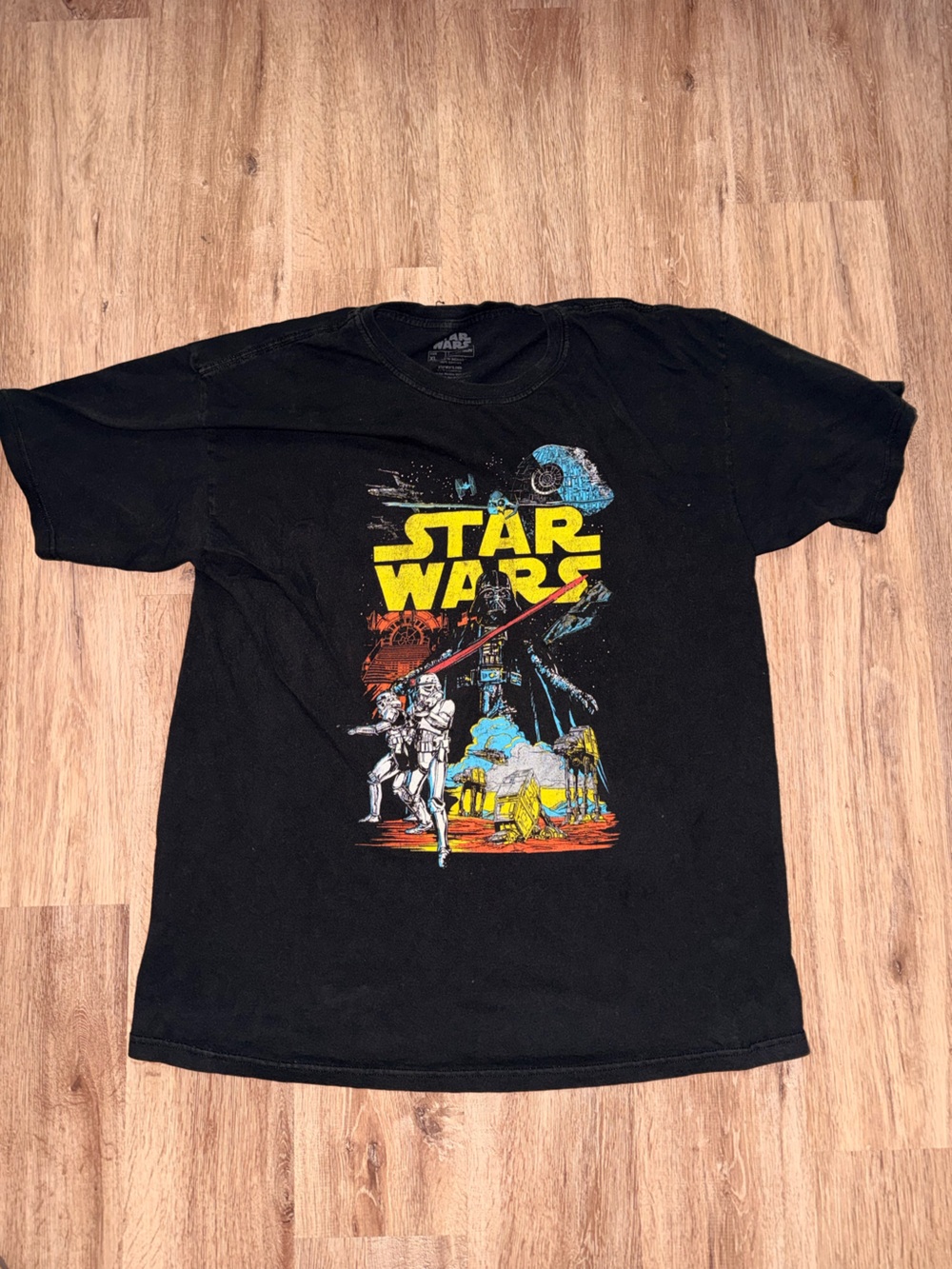 Fifth Sun Black Star Wars Graphic Tee with Yellow Logo